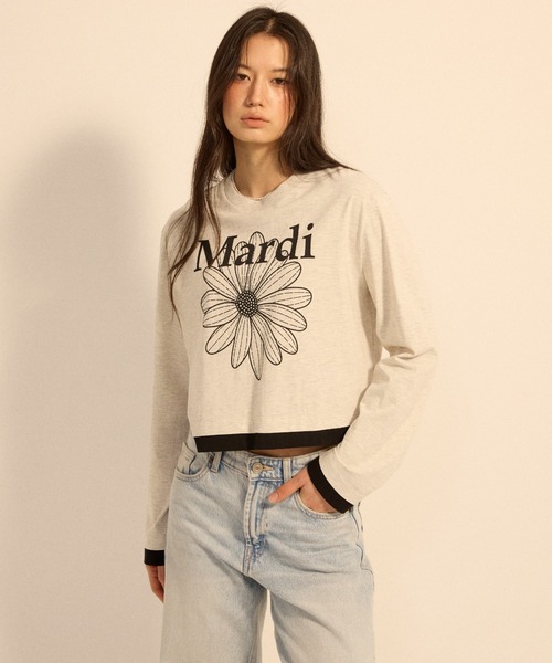 Mardi Mercredi(マルディメクルディ)の「TSHIRT LONG SLEEVE FLOWERMARDI LAYERED DETAIL / Tシャツ ロングスリーブ フラワーマルディ レイヤード ディテール(Tシャツ/カットソー・レディース・オートミール/クリーム/ブラック×ホワイト/ネイビー・FREE)」の7枚目の写真