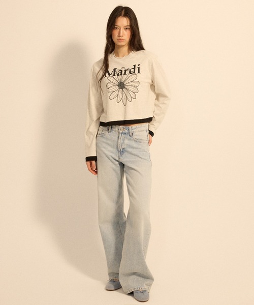 Mardi Mercredi(マルディメクルディ)の「TSHIRT LONG SLEEVE FLOWERMARDI LAYERED DETAIL / Tシャツ ロングスリーブ フラワーマルディ レイヤード ディテール(Tシャツ/カットソー・レディース・オートミール/クリーム/ブラック×ホワイト/ネイビー・FREE)」の8枚目の写真
