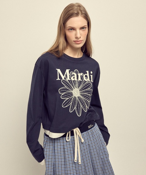 Mardi Mercredi(マルディメクルディ)の「TSHIRT LONG SLEEVE FLOWERMARDI LAYERED DETAIL / Tシャツ ロングスリーブ フラワーマルディ レイヤード ディテール(Tシャツ/カットソー・レディース・オートミール/クリーム/ブラック×ホワイト/ネイビー・FREE)」の18枚目の写真
