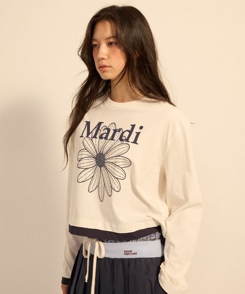 Mardi Mercredi(マルディメクルディ)の「TSHIRT LONG SLEEVE FLOWERMARDI LAYERED DETAIL / Tシャツ ロングスリーブ フラワーマルディ レイヤード ディテール(Tシャツ/カットソー・レディース・オートミール/クリーム/ブラック×ホワイト/ネイビー・FREE)」の14枚目の写真