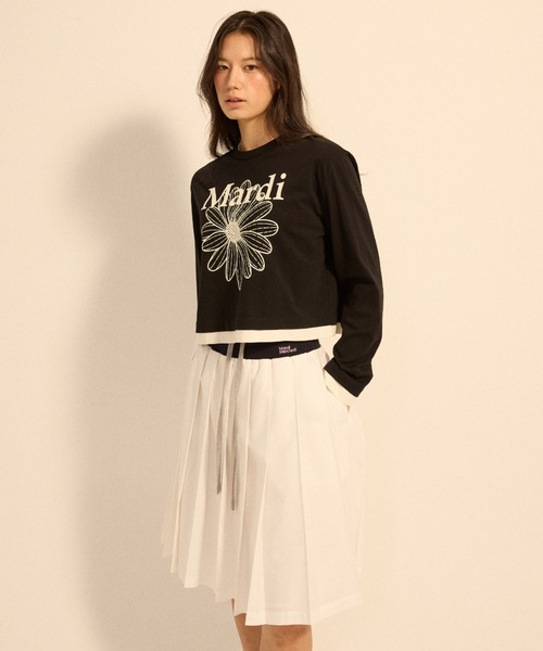 Mardi Mercredi(マルディメクルディ)の「TSHIRT LONG SLEEVE FLOWERMARDI LAYERED DETAIL / Tシャツ ロングスリーブ フラワーマルディ レイヤード ディテール(Tシャツ/カットソー・レディース・オートミール/クリーム/ブラック×ホワイト/ネイビー・FREE)」の11枚目の写真
