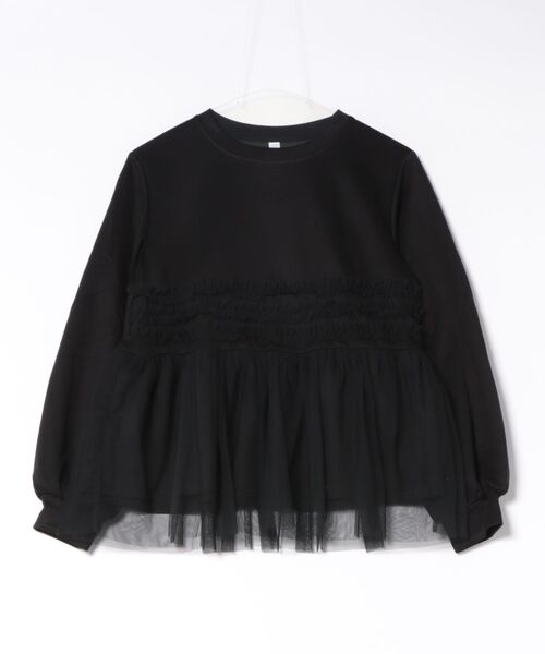Lace Ladies(レースレディース)の「チュール ドッキング ペプラム 長袖 ブルオーバー(Tシャツ/カットソー・レディース・グレー/ブラック・FREE)」の10枚目の写真