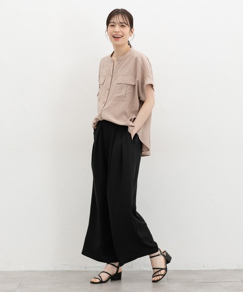 Honeys(ハニーズ)の「【ハニさら・接触冷感】2タックワイドパンツ(スラックス・レディース・ベージュ/ブラック/グレイッシュベージュ/ブラウン・S/M/LL/L)」の6枚目の写真