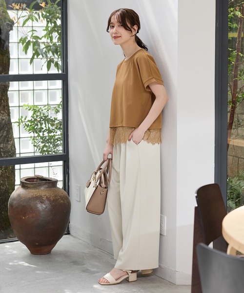 Honeys(ハニーズ)の「【ハニさら・接触冷感】2タックワイドパンツ(スラックス・レディース・ベージュ/ブラック/グレイッシュベージュ/ブラウン・S/M/LL/L)」の8枚目の写真