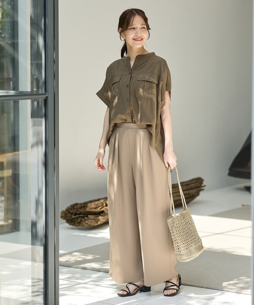 Honeys(ハニーズ)の「【ハニさら・接触冷感】2タックワイドパンツ(スラックス・レディース・ベージュ/ブラック/グレイッシュベージュ/ブラウン・S/M/LL/L)」の11枚目の写真
