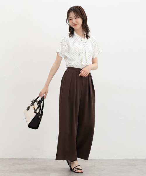 Honeys(ハニーズ)の「【ハニさら・接触冷感】2タックワイドパンツ(スラックス・レディース・ベージュ/ブラック/グレイッシュベージュ/ブラウン・S/M/LL/L)」の20枚目の写真