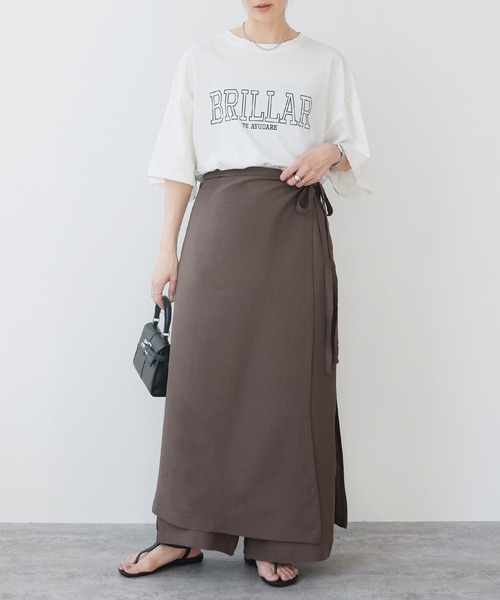 reca(レカ)の「エンボス加工巻きスカート付きワイドパンツ(スカート・レディース・ブラウン系その他/ブラック・FREE)」の18枚目の写真