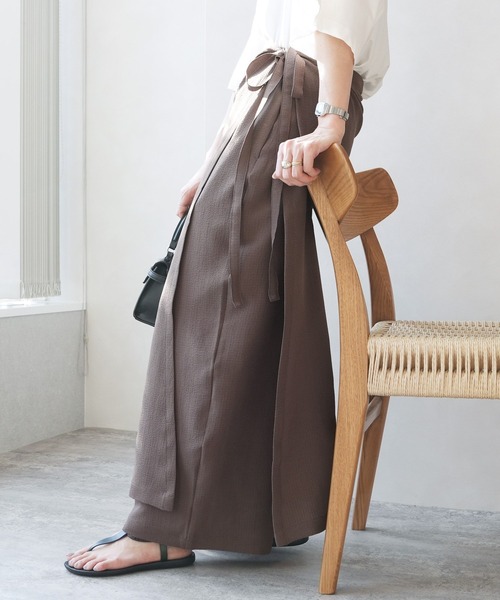reca(レカ)の「エンボス加工巻きスカート付きワイドパンツ(スカート・レディース・ブラウン系その他/ブラック・FREE)」の17枚目の写真