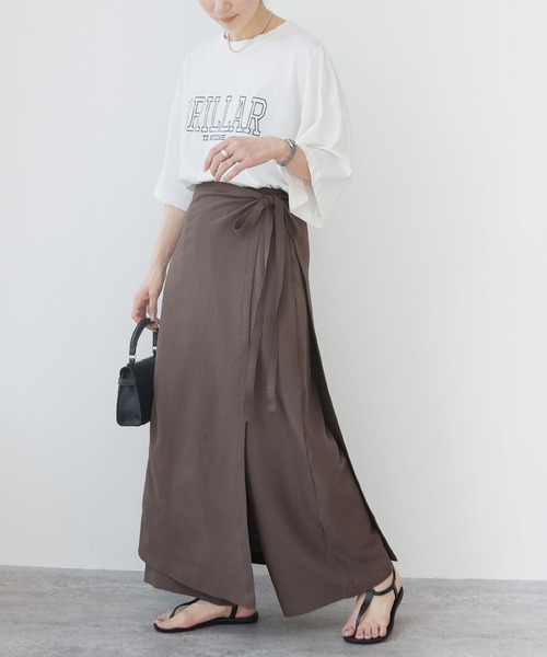 reca(レカ)の「エンボス加工巻きスカート付きワイドパンツ(スカート・レディース・ブラウン系その他/ブラック・FREE)」の16枚目の写真
