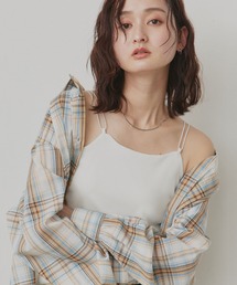 CICA配合 ダブルストラップ カップ付きリブキャミソール