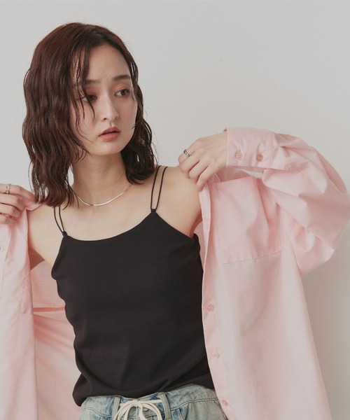ad thie(アドティエ)の「CICA配合 ダブルストラップ カップ付きリブキャミソール(キャミソール・レディース・オフホワイト/ブラック・FREE)」の12枚目の写真