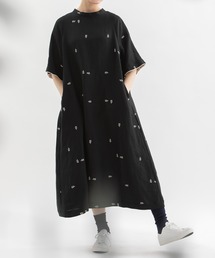 nop de nod（ノップドゥノッド）の「リネンレーヨン刺繍フレアースリーブワンピース（ワンピース）」