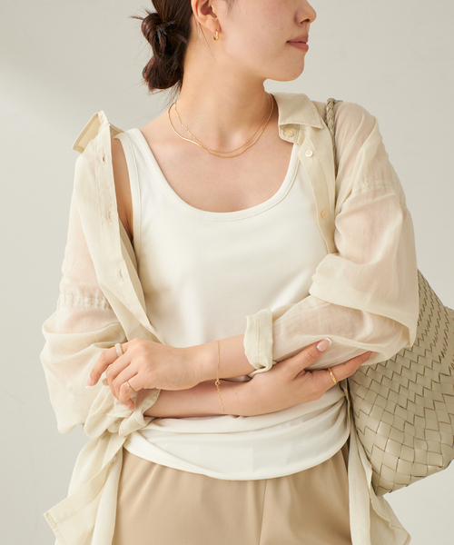 plage（プラージュ）の「《追加》sandwash loose タンク（タンクトップ・レディース・チャコールグレー/ブラウン/ホワイト・FREE）」の7枚目の写真