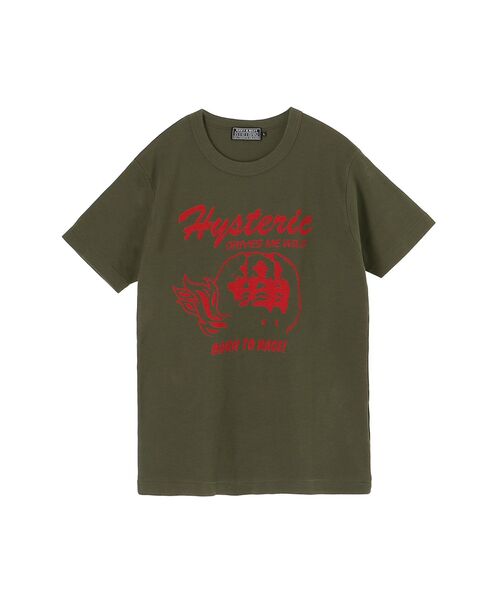 HYSTERIC GLAMOUR(ヒステリックグラマー)の「BORN TO RACE Tシャツ(Tシャツ/カットソー・メンズ・カーキ/ブラック/ホワイト・X-LARGE/LARGE/MEDIUM/SMALL)」の3枚目の写真