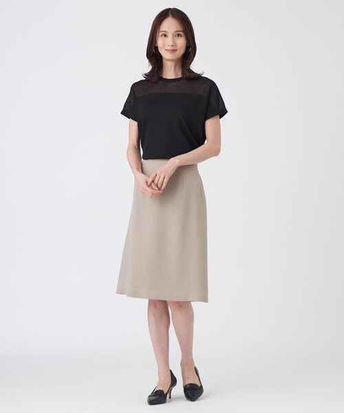 TRANS WORK(トランスワーク)の「【ウォッシャブル】シャイニーシアーニットプルオーバー(Tシャツ/カットソー・レディース・グレー系その他/ベージュ/ブラック・38/40)」の5枚目の写真