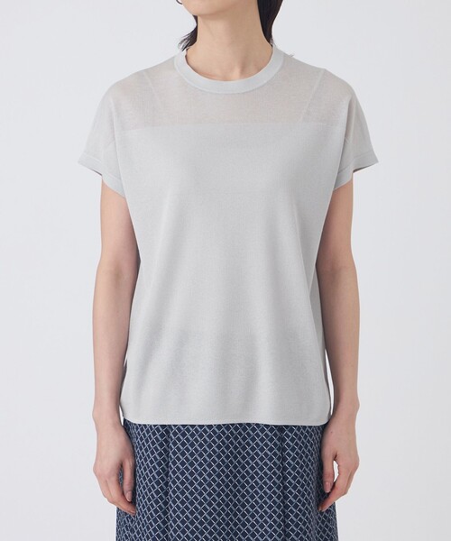 TRANS WORK(トランスワーク)の「【ウォッシャブル】シャイニーシアーニットプルオーバー(Tシャツ/カットソー・レディース・グレー系その他/ベージュ/ブラック・38/40)」の9枚目の写真