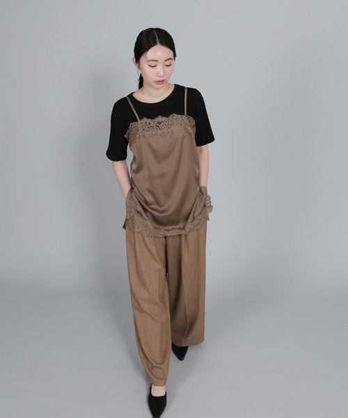 select MOCA Et(セレクトモカエト)の「【Et】Lace Satin Camisole(キャミソール・レディース・ブラウン/ホワイト/ブラック・FREE)」の13枚目の写真