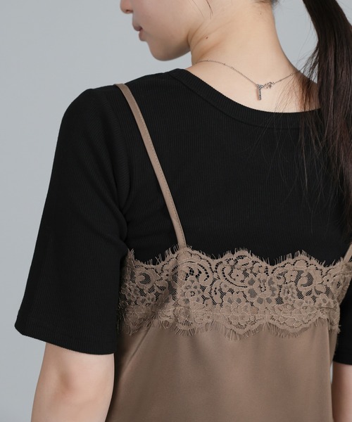select MOCA Et(セレクトモカエト)の「【Et】Lace Satin Camisole(キャミソール・レディース・ブラウン/ホワイト/ブラック・FREE)」の12枚目の写真
