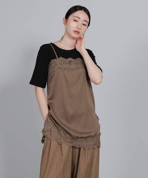 select MOCA Et(セレクトモカエト)の「【Et】Lace Satin Camisole(キャミソール・レディース・ブラウン/ホワイト/ブラック・FREE)」の11枚目の写真