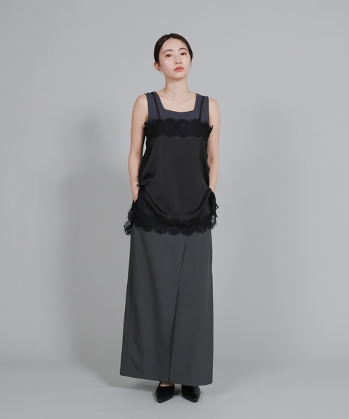 select MOCA Et(セレクトモカエト)の「【Et】Lace Satin Camisole(キャミソール・レディース・ブラウン/ホワイト/ブラック・FREE)」の6枚目の写真