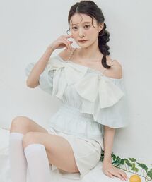 ダブルリボンバルーンブラウス