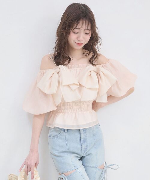 MAJESTIC LEGON(マジェスティックレゴン)の「ダブルリボンバルーンブラウス(シャツ/ブラウス・レディース・ピンク/イエロー/ブラック/ブルー・MEDIUM)」の15枚目の写真
