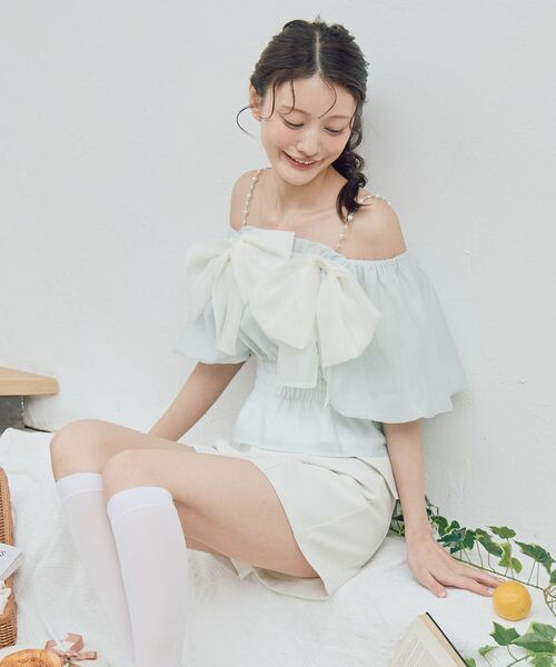 MAJESTIC LEGON(マジェスティックレゴン)の「ダブルリボンバルーンブラウス(シャツ/ブラウス・レディース・ピンク/イエロー/ブラック/ブルー・MEDIUM)」の17枚目の写真