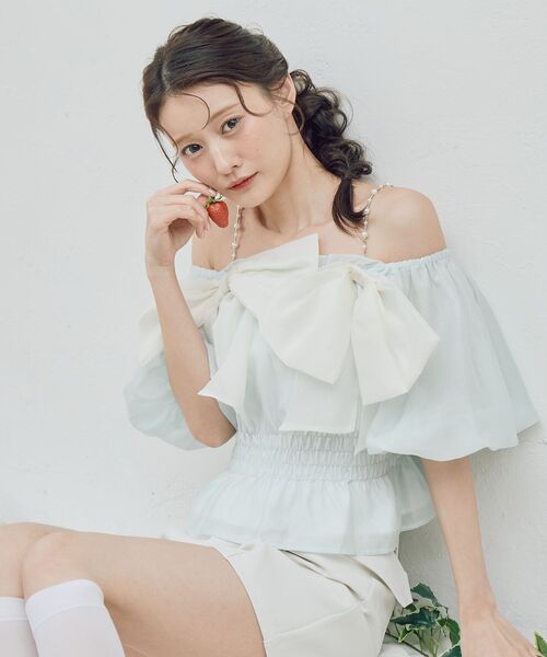 MAJESTIC LEGON(マジェスティックレゴン)の「ダブルリボンバルーンブラウス(シャツ/ブラウス・レディース・ピンク/イエロー/ブラック/ブルー・MEDIUM)」の20枚目の写真