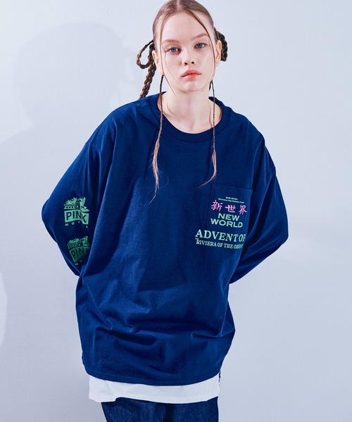 RNA(アールエヌエー)の「M2558 PINKMOTEL 新世界ポケロンT(Tシャツ/カットソー・レディース・ネイビー/ホワイト・MEDIUM)」の17枚目の写真