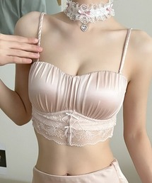 【Y2Kガーリー】レースサテンキャミブラ 3色展開(パッド付き)