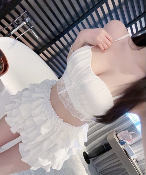 gossip!ロサンゼルス(ゴシップロサンゼルス)の「【Y2Kガーリー】レースサテンキャミブラ 3色展開(パッド付き)(キャミソール・レディース・ホワイト/ブラック/ピンク・M/L)」の14枚目の写真