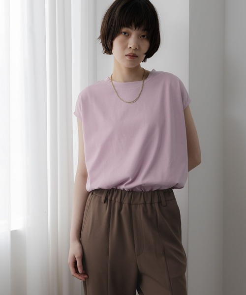 studio CLIP(スタディオクリップ)の「《ウタオ》多機能フレンチスリーブTシャツ(Tシャツ/カットソー・レディース・ラベンダー/オレンジ/ブルー/ブラック/カーキ/ホワイト・MEDIUM/SMALL/LARGE/X-LARGE)」の5枚目の写真