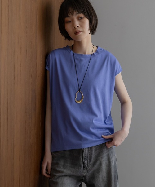 studio CLIP(スタディオクリップ)の「《ウタオ》多機能フレンチスリーブTシャツ(Tシャツ/カットソー・レディース・ラベンダー/オレンジ/ブルー/ブラック/カーキ/ホワイト・MEDIUM/SMALL/LARGE/X-LARGE)」の4枚目の写真