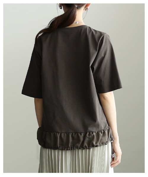 Sawa a la mode(サワアラモード)の「箔プリントデザインTシャツ(Tシャツ/カットソー・レディース・オフホワイト/チャコールグレー/ブラック・FREE)」の11枚目の写真