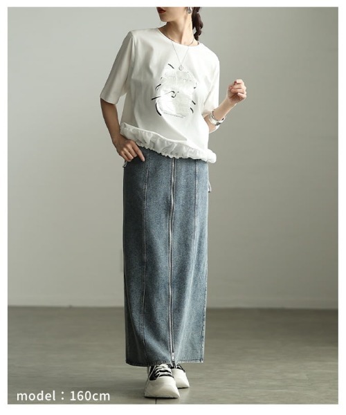 Sawa a la mode(サワアラモード)の「箔プリントデザインTシャツ(Tシャツ/カットソー・レディース・オフホワイト/チャコールグレー/ブラック・FREE)」の15枚目の写真