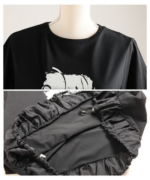 Sawa a la mode(サワアラモード)の「箔プリントデザインTシャツ(Tシャツ/カットソー・レディース・オフホワイト/チャコールグレー/ブラック・FREE)」の21枚目の写真