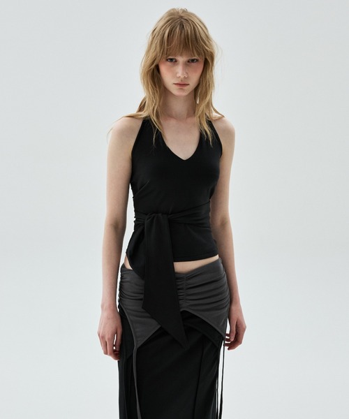 Mardi Mercredi(マルディメクルディ)の「MAXI SKIRT FOLDOVER WAIST / マキシスカート フォールドオーバー ウエスト(スカート・レディース・ブラック/チャコールグレー・FREE)」の3枚目の写真