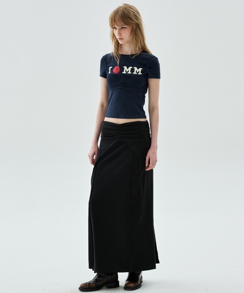 Mardi Mercredi(マルディメクルディ)の「MAXI SKIRT FOLDOVER WAIST / マキシスカート フォールドオーバー ウエスト(スカート・レディース・ブラック/チャコールグレー・FREE)」の7枚目の写真