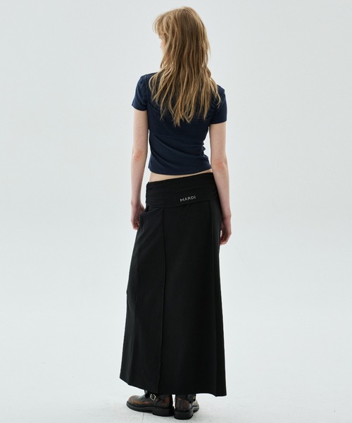 Mardi Mercredi(マルディメクルディ)の「MAXI SKIRT FOLDOVER WAIST / マキシスカート フォールドオーバー ウエスト(スカート・レディース・ブラック/チャコールグレー・FREE)」の8枚目の写真