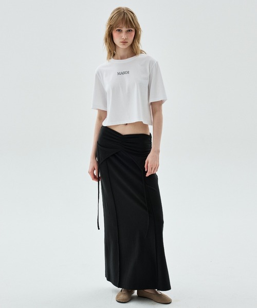 Mardi Mercredi(マルディメクルディ)の「MAXI SKIRT FOLDOVER WAIST / マキシスカート フォールドオーバー ウエスト(スカート・レディース・ブラック/チャコールグレー・FREE)」の9枚目の写真