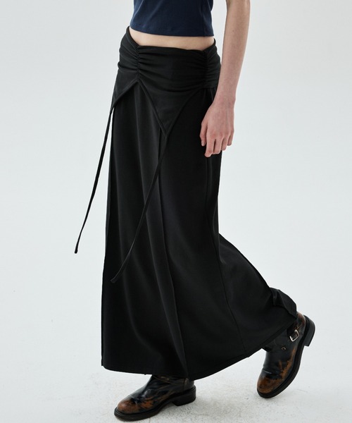 Mardi Mercredi(マルディメクルディ)の「MAXI SKIRT FOLDOVER WAIST / マキシスカート フォールドオーバー ウエスト(スカート・レディース・ブラック/チャコールグレー・FREE)」の10枚目の写真