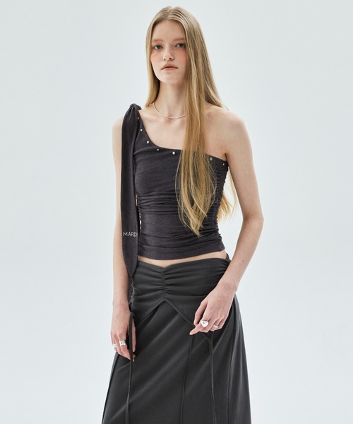 Mardi Mercredi(マルディメクルディ)の「MAXI SKIRT FOLDOVER WAIST / マキシスカート フォールドオーバー ウエスト(スカート・レディース・ブラック/チャコールグレー・FREE)」の18枚目の写真