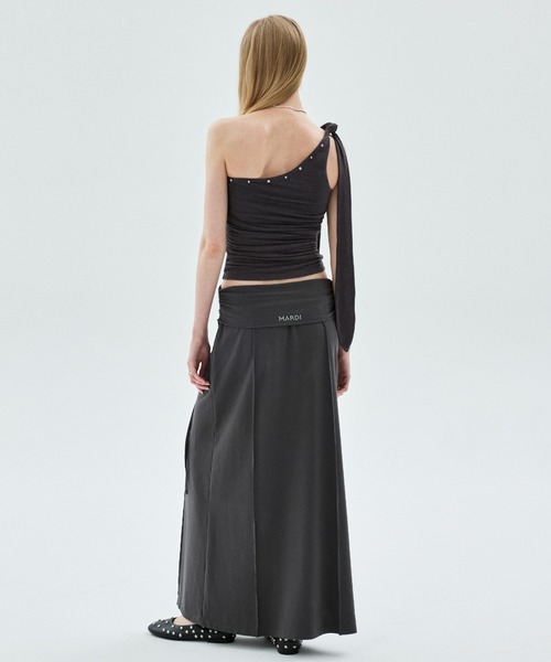 Mardi Mercredi(マルディメクルディ)の「MAXI SKIRT FOLDOVER WAIST / マキシスカート フォールドオーバー ウエスト(スカート・レディース・ブラック/チャコールグレー・FREE)」の19枚目の写真