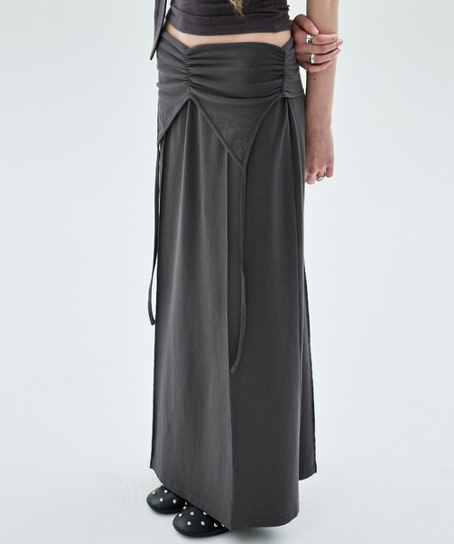 Mardi Mercredi(マルディメクルディ)の「MAXI SKIRT FOLDOVER WAIST / マキシスカート フォールドオーバー ウエスト(スカート・レディース・ブラック/チャコールグレー・FREE)」の21枚目の写真