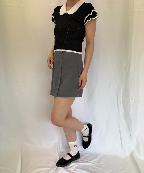 Alite cloth（アリーテクロス）の「半袖ニットブラウス（ニット/セーター・レディース・ブラック/ブルー/グレー/ピンク/グリーン/ホワイト・FREE）」の8枚目の写真