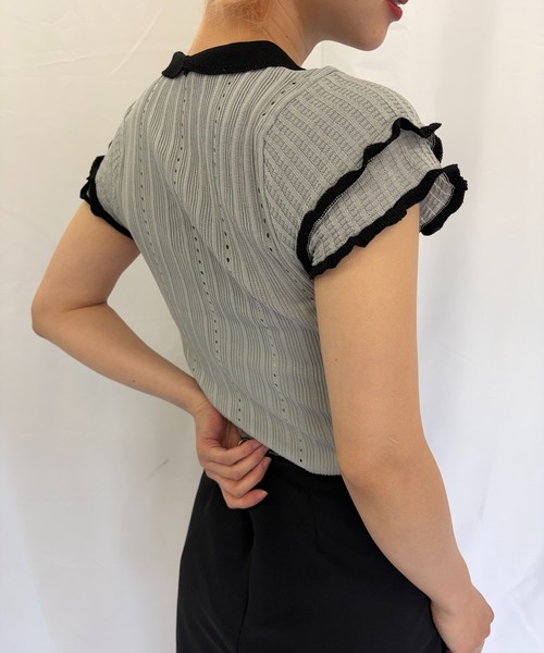 Alite cloth（アリーテクロス）の「半袖ニットブラウス（ニット/セーター・レディース・ブラック/ブルー/グレー/ピンク/グリーン/ホワイト・FREE）」の9枚目の写真