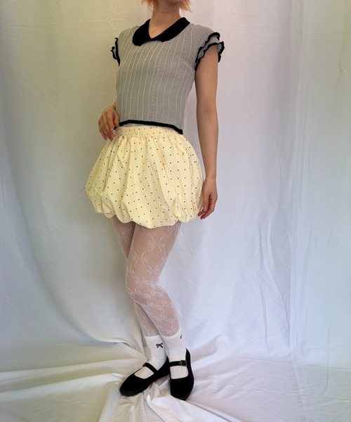 Alite cloth（アリーテクロス）の「半袖ニットブラウス（ニット/セーター・レディース・ブラック/ブルー/グレー/ピンク/グリーン/ホワイト・FREE）」の12枚目の写真