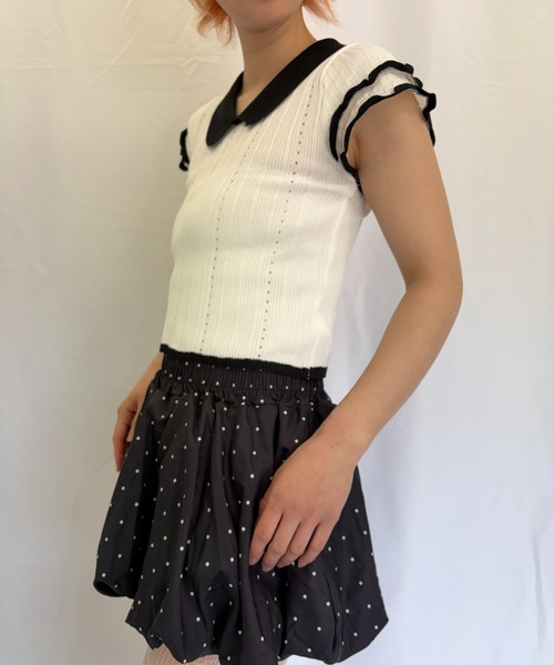 Alite cloth（アリーテクロス）の「半袖ニットブラウス（ニット/セーター・レディース・ブラック/ブルー/グレー/ピンク/グリーン/ホワイト・FREE）」の14枚目の写真