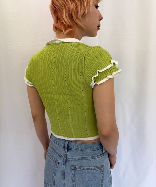 Alite cloth（アリーテクロス）の「半袖ニットブラウス（ニット/セーター・レディース・ブラック/ブルー/グレー/ピンク/グリーン/ホワイト・FREE）」の17枚目の写真