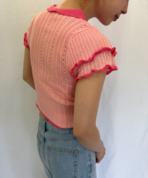 Alite cloth（アリーテクロス）の「半袖ニットブラウス（ニット/セーター・レディース・ブラック/ブルー/グレー/ピンク/グリーン/ホワイト・FREE）」の19枚目の写真